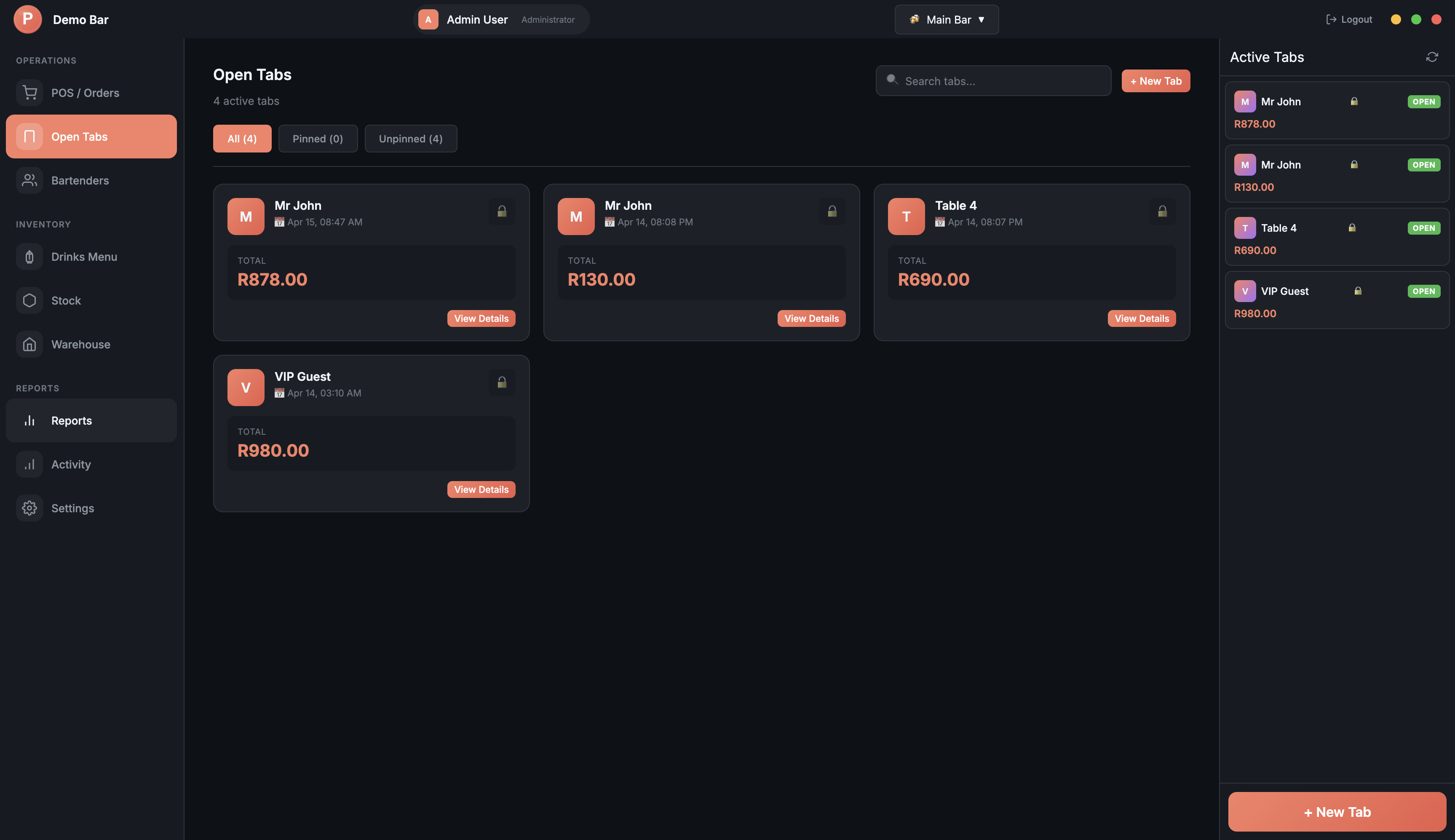 Open Tabs - Track customer tabs